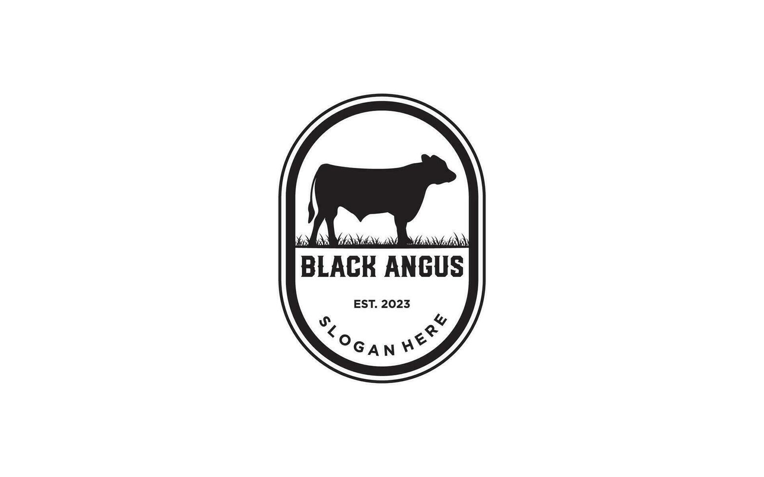 Vintage Cattle Angus Beef Emblem Label logo design vector, . Best for Cattle Ranch logo template vector