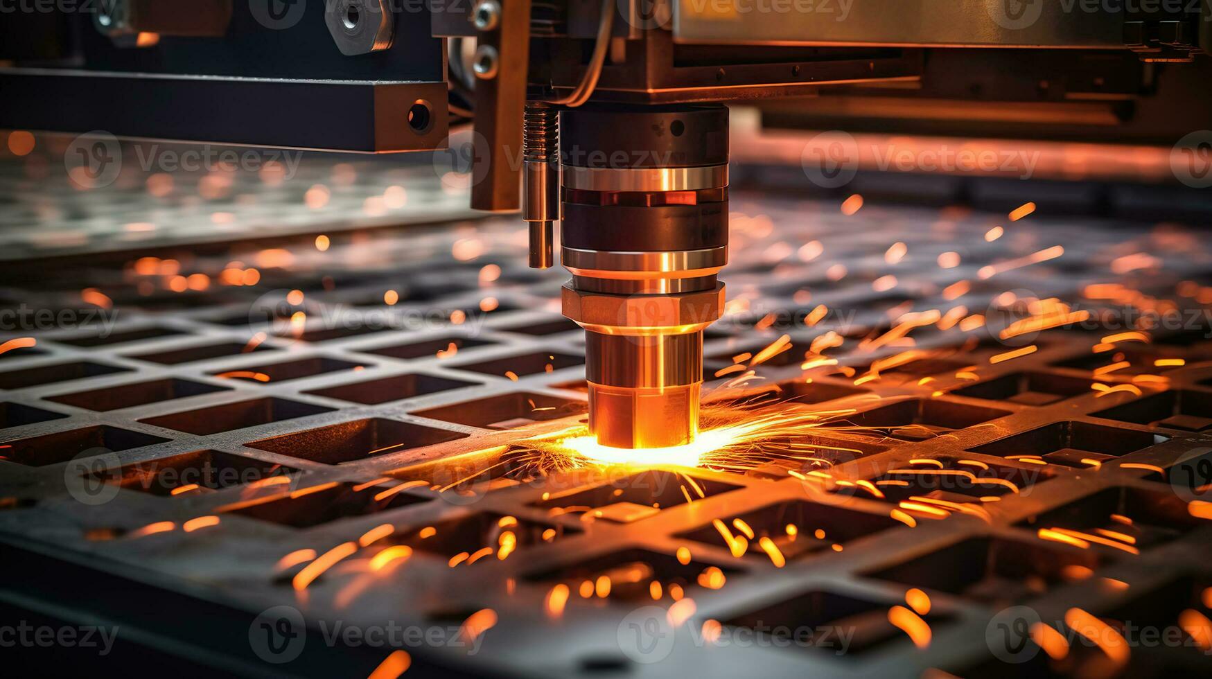 Industrial CNC Plasma Machine Sculpting Metal with laser. Generative AI photo