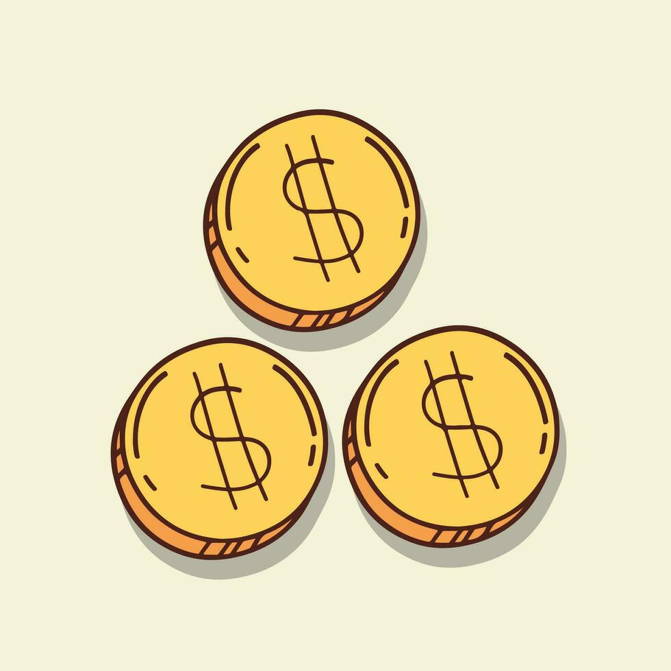 dinero bolso y oro moneda vector ilustración