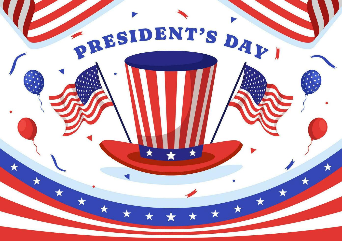 Happy Presidents Day Vector Illustration on 19 February with President America and USA Flag in Flat Cartoon Background Design