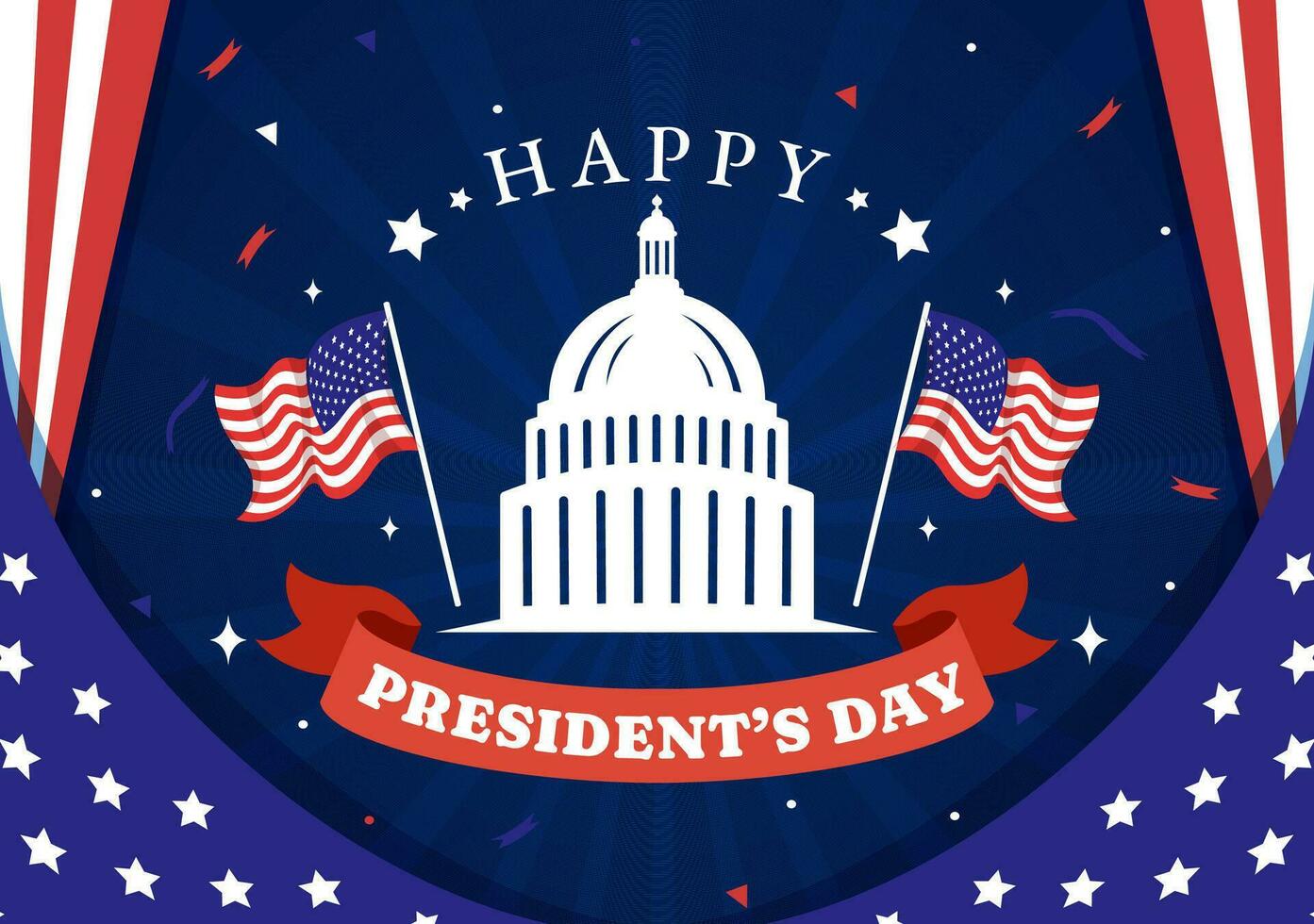 Happy Presidents Day Vector Illustration on 19 February with President America and USA Flag in Flat Cartoon Background Design