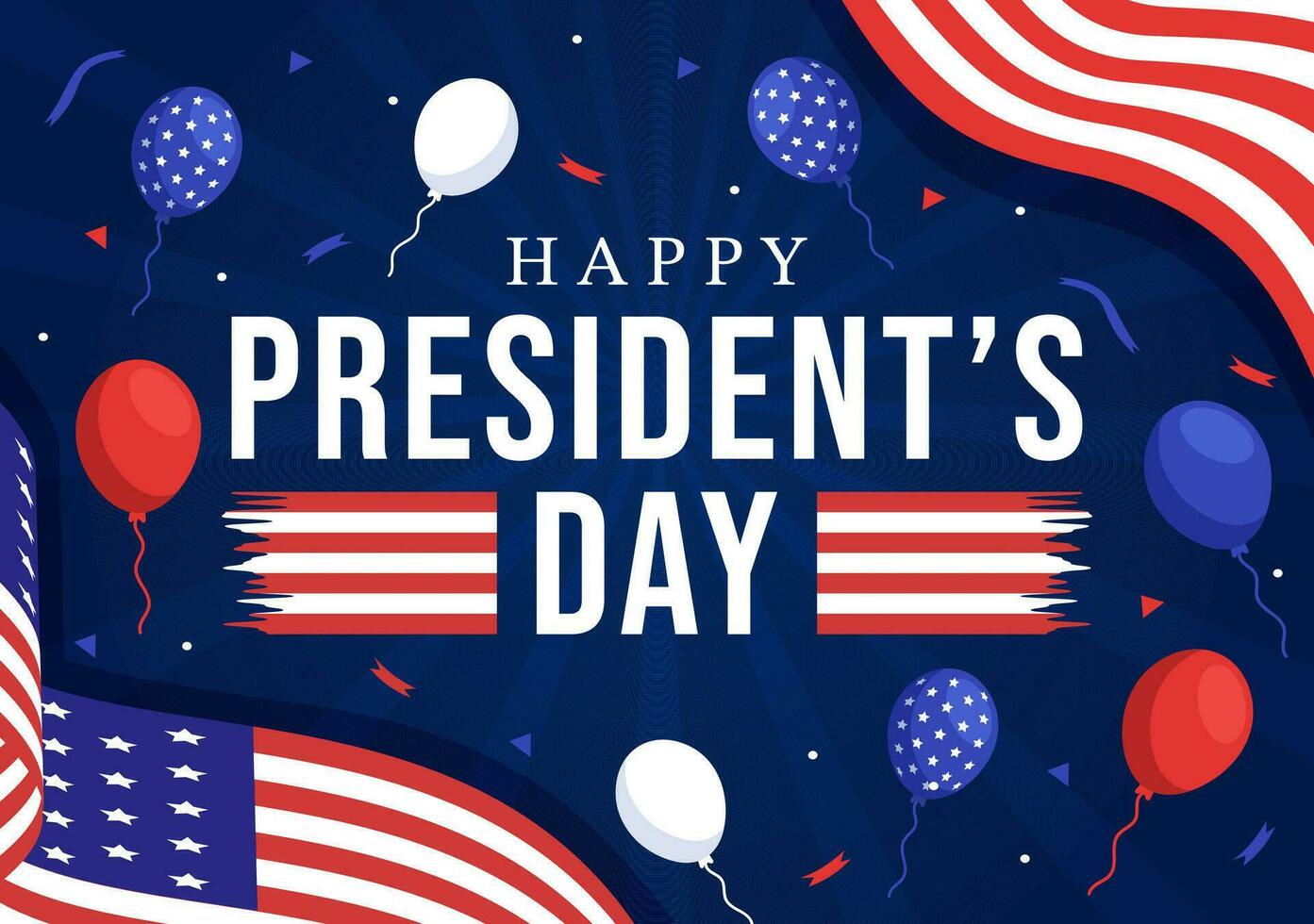 Happy Presidents Day Vector Illustration on 19 February with President America and USA Flag in Flat Cartoon Background Design