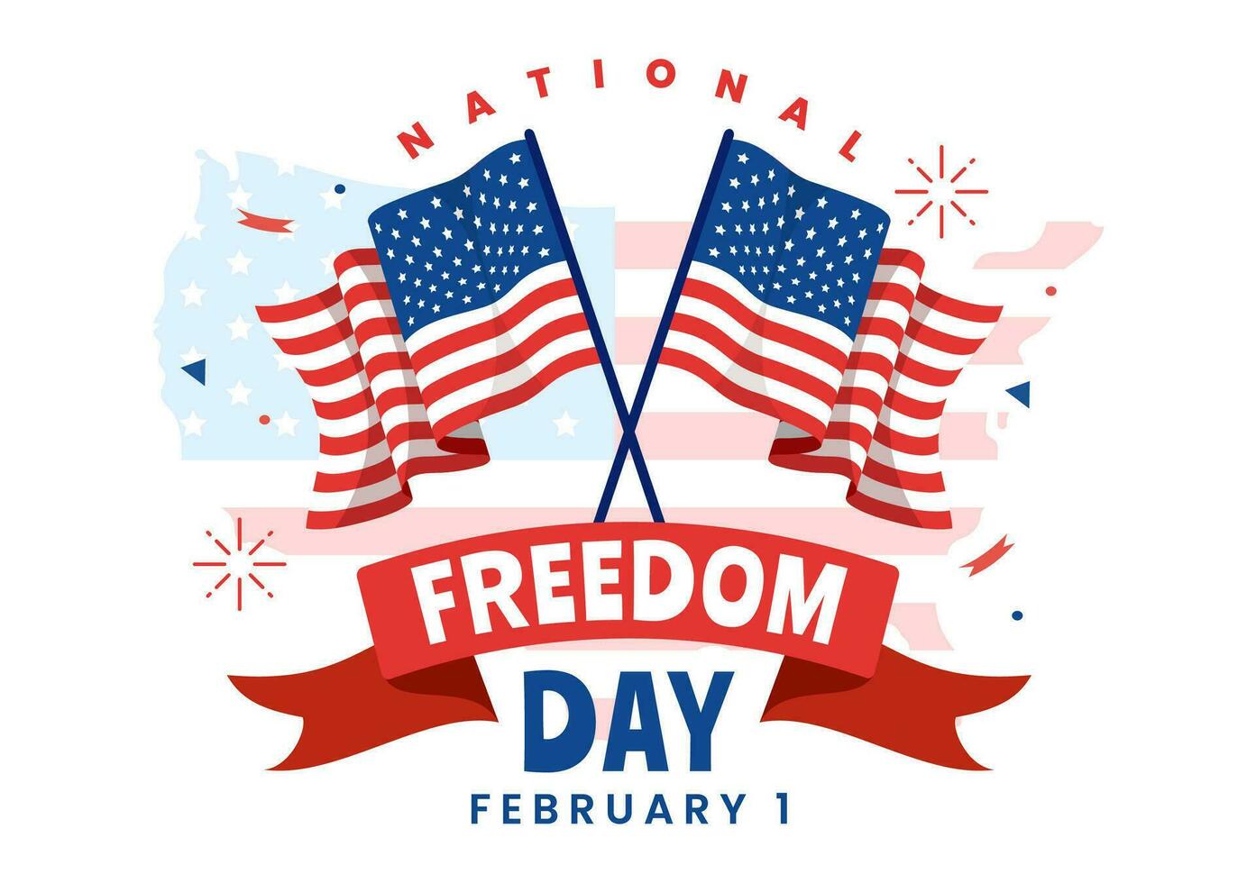 National Freedom Day Vector Illustration on 1 February with USA Flag and Hands in Handcuffs to Honoring all Who Served in Flat Background