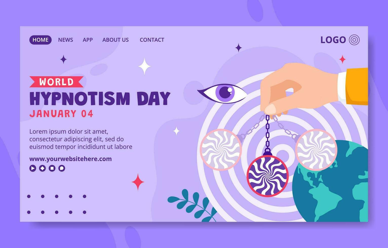 Hypnotism Day Social Media Landing Page Cartoon Hand Drawn Templates Background Illustration vector