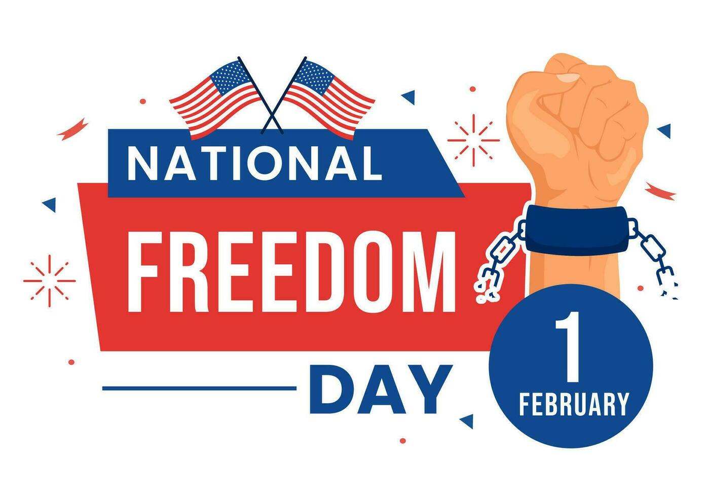 National Freedom Day Vector Illustration on 1 February with USA Flag