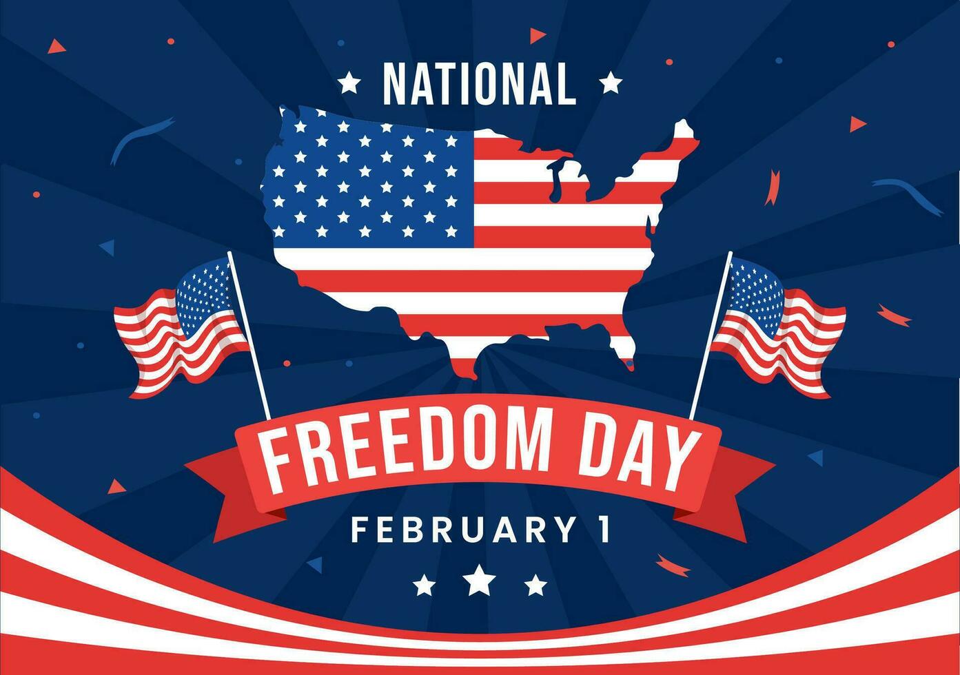 National Freedom Day Vector Illustration on 1 February with USA Flag and Hands in Handcuffs to Honoring all Who Served in Flat Background
