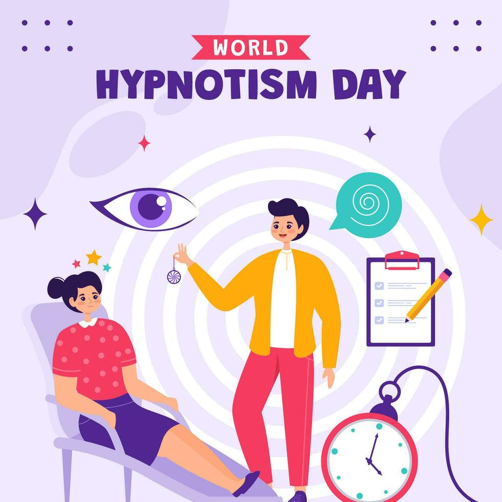 Hypnotism Day Social Media Illustration Flat Cartoon Hand Drawn Templates Background vector