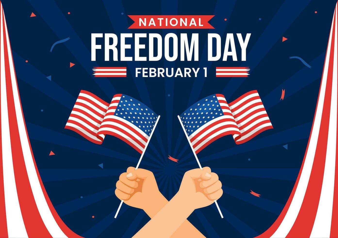 National Freedom Day Vector Illustration on 1 February with USA Flag and Hands in Handcuffs to Honoring all Who Served in Flat Background