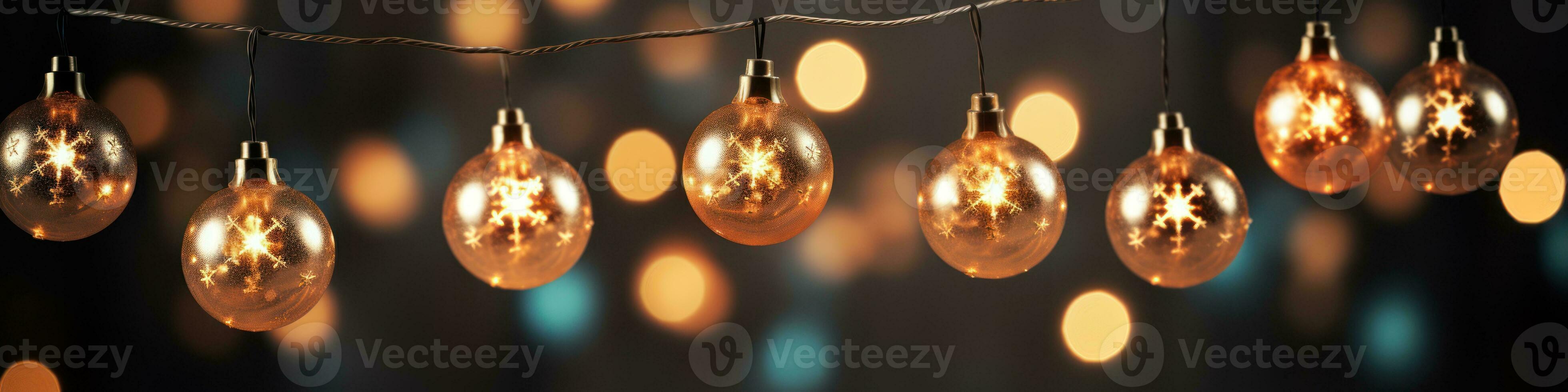 christmas baubles in the snow, holiday balls hanging, christmas background, ai generative photo