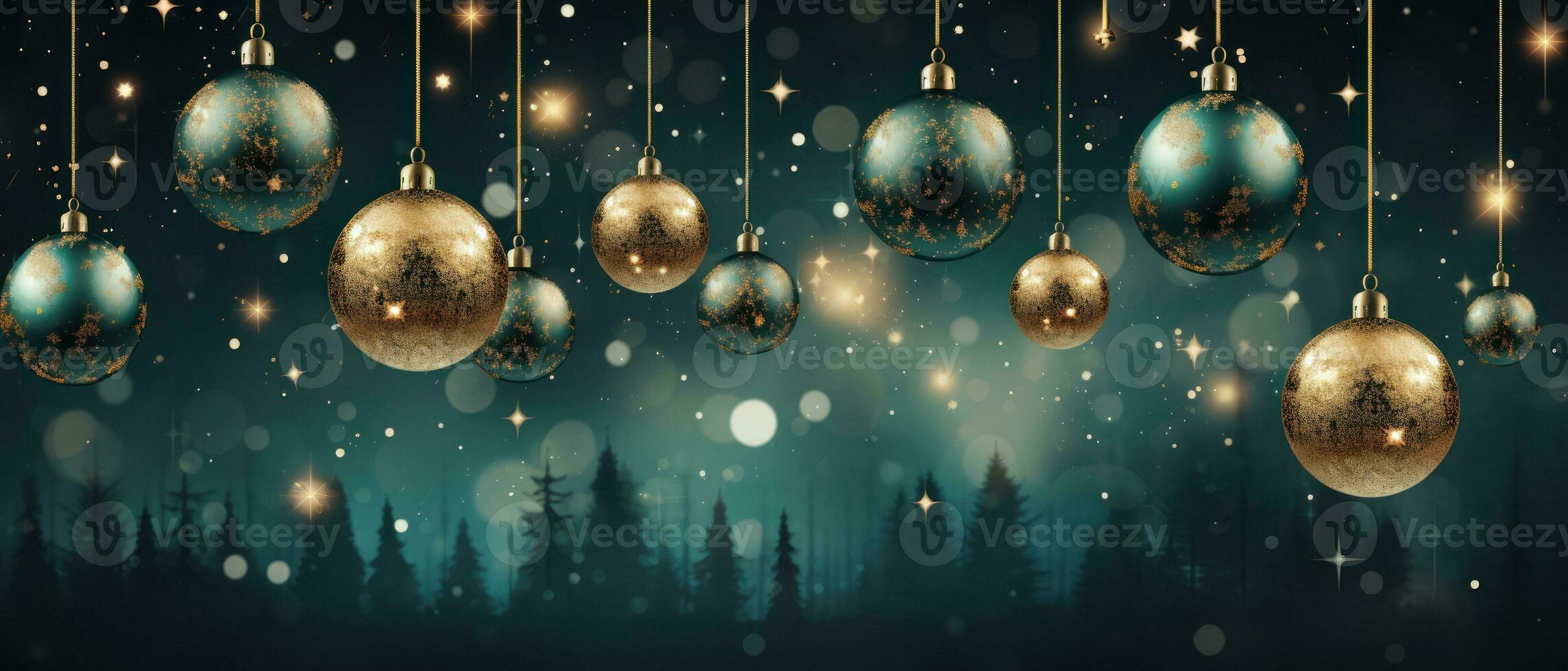 christmas baubles in the snow, holiday balls hanging, christmas background, ai generative photo
