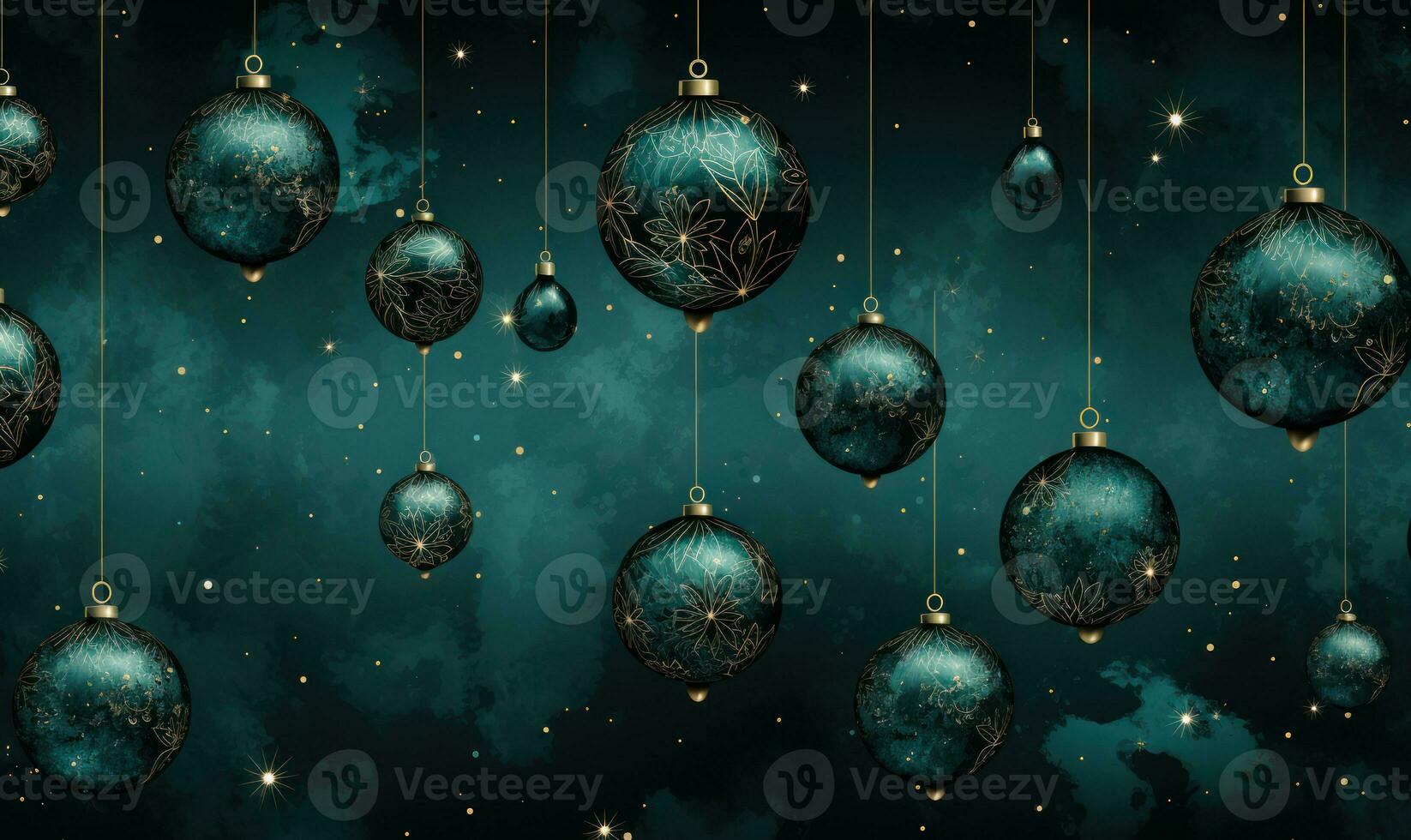 christmas baubles in the snow, holiday balls hanging, christmas background, ai generative photo