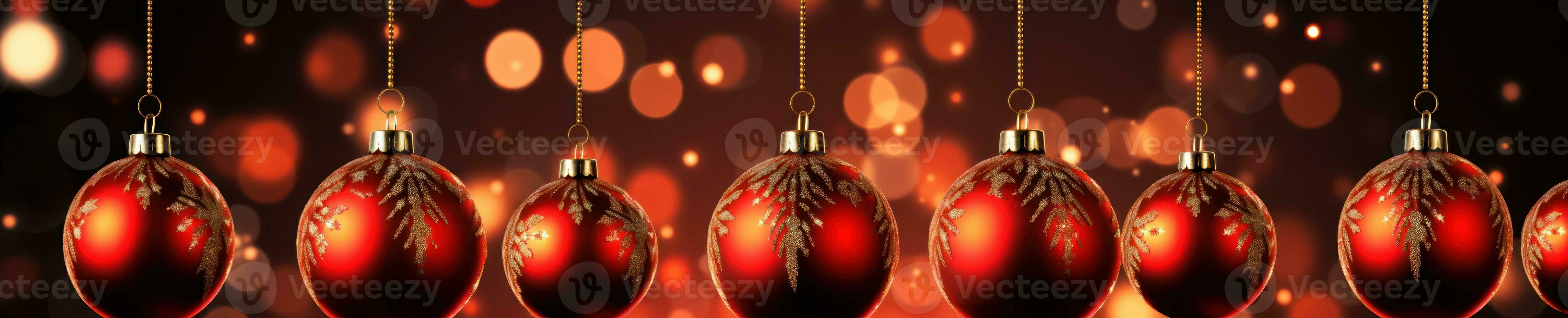 christmas baubles in the snow, holiday balls hanging, christmas background, ai generative photo
