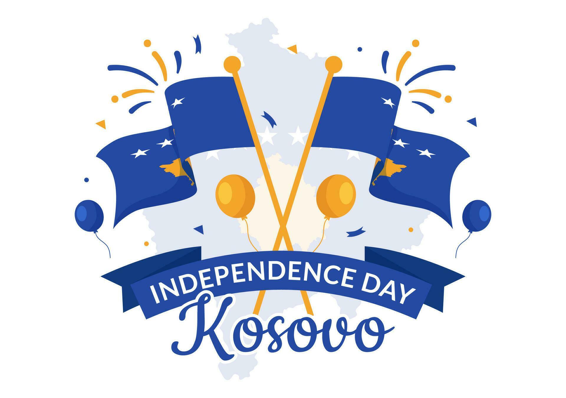 Kosovo Independence Day Vector Illustration on February 17 with Waving
