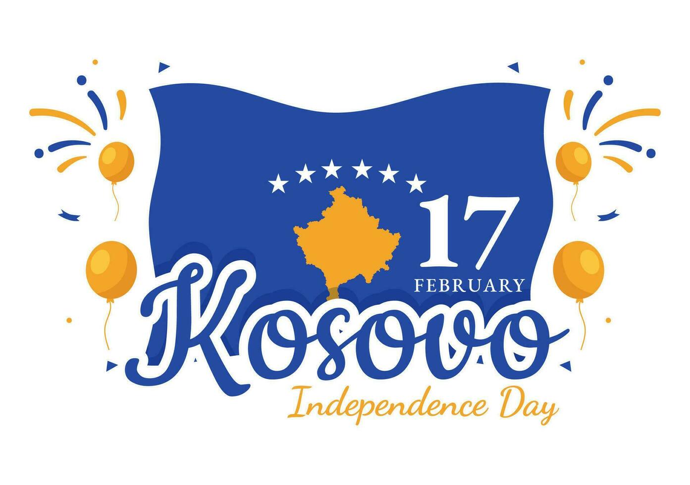 Kosovo Independence Day Vector Illustration on February 17 with Waving
