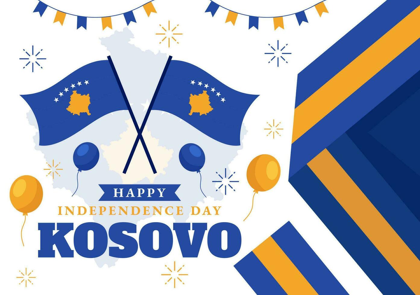 Kosovo independencia día vector ilustración en febrero 17 con ondulación bandera en contento república celebracion fiesta en plano dibujos animados antecedentes