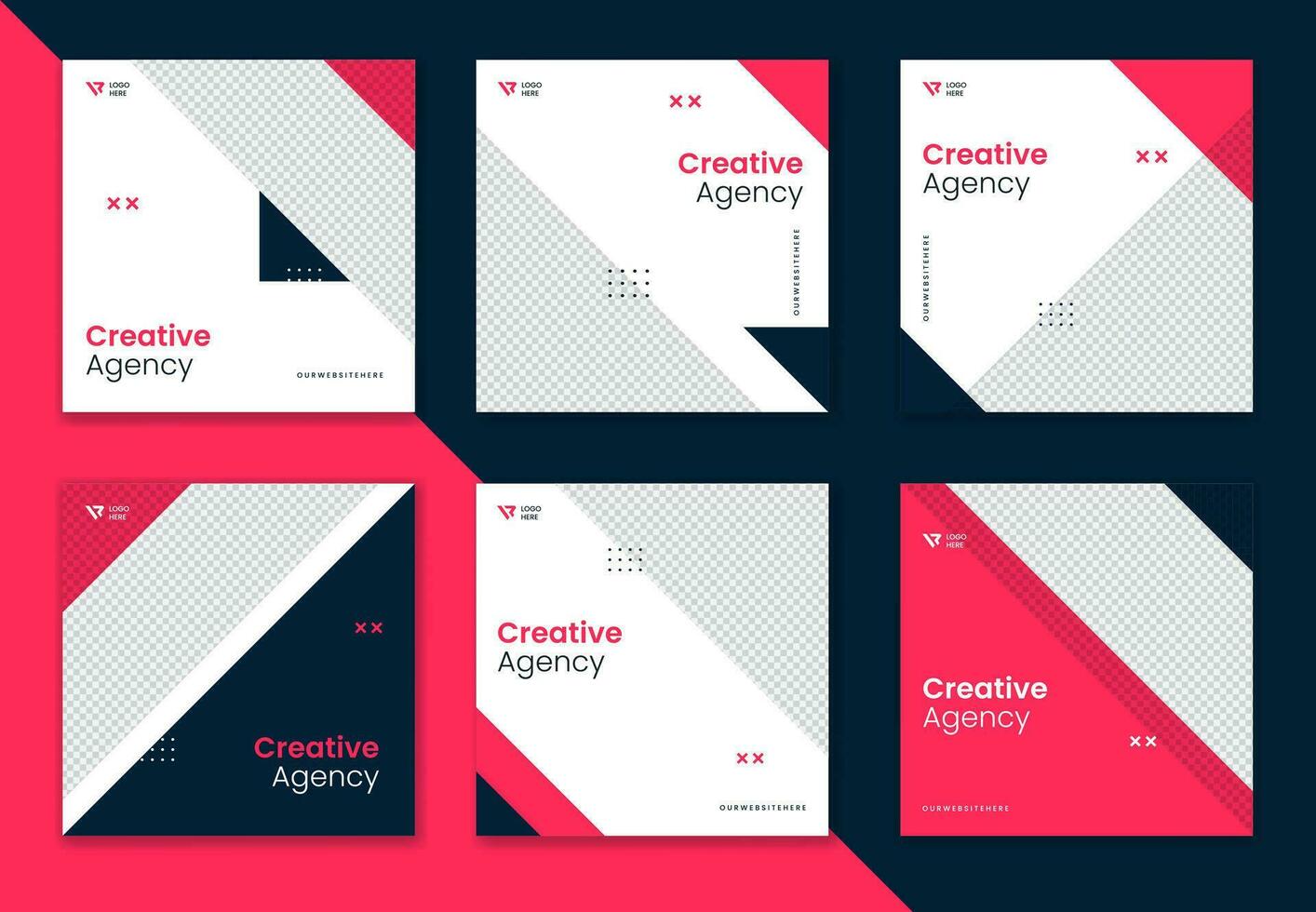 Creative corporate social media post template, unique shape and pattern business post design, colorful square online vector design