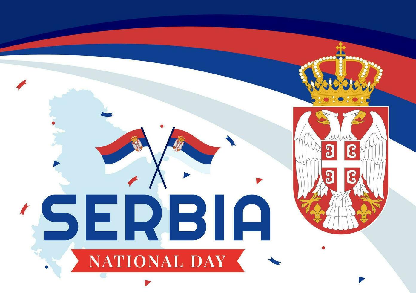 Serbia National Day Vector Illustration on 15 February with Waving Flag in Independence Holiday Celebration Flat Cartoon Background Design
