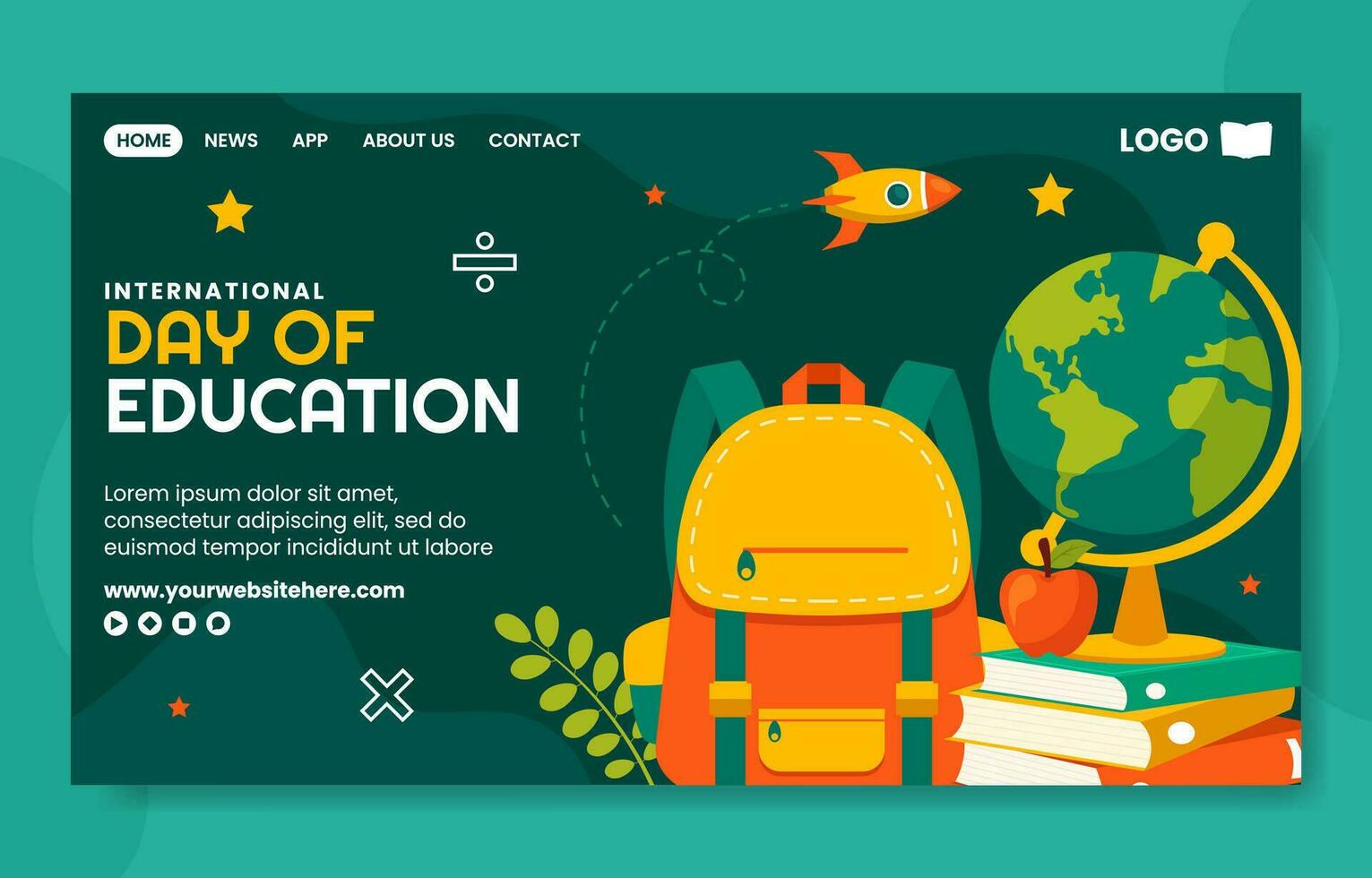 International Education Day Social Media Landing Page Cartoon Templates Background Illustration vector