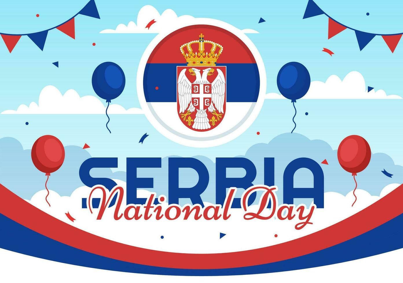 serbia nacional día vector ilustración en 15 febrero con ondulación bandera en independencia fiesta celebracion plano dibujos animados antecedentes diseño