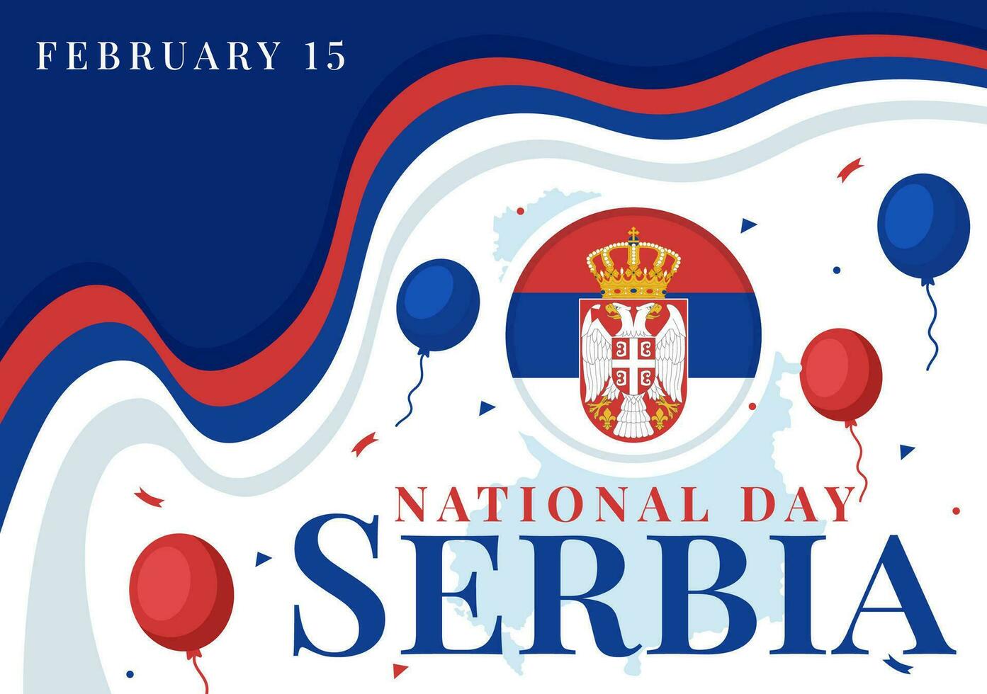 serbia nacional día vector ilustración en 15 febrero con ondulación bandera en independencia fiesta celebracion plano dibujos animados antecedentes diseño