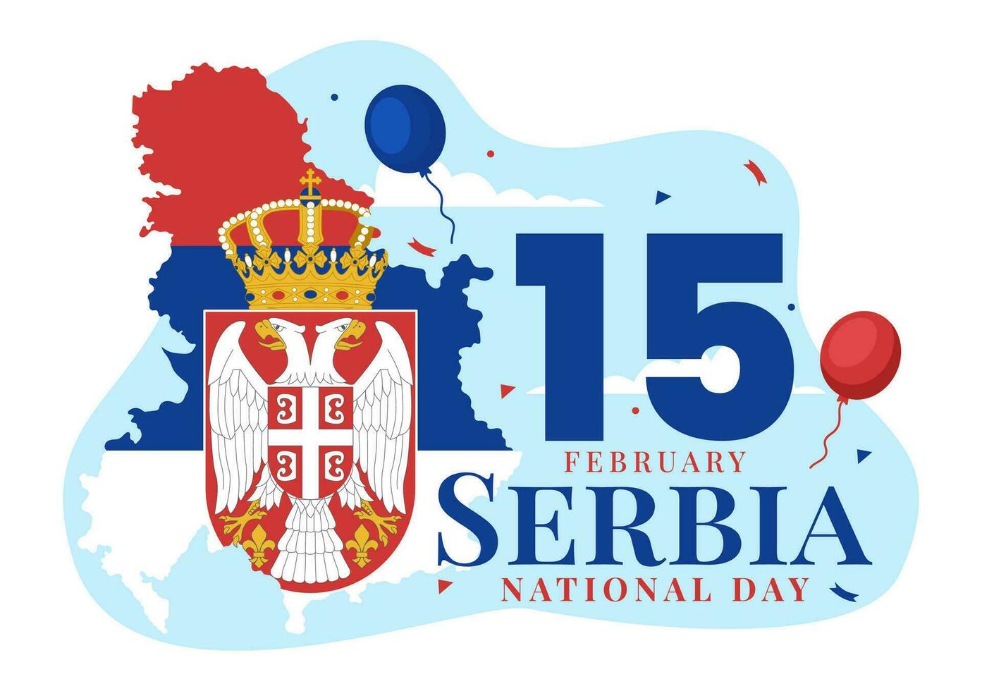 serbia nacional día vector ilustración en 15 febrero con ondulación bandera en independencia fiesta celebracion plano dibujos animados antecedentes diseño