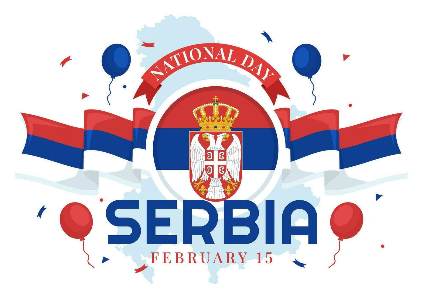 Serbia National Day Vector Illustration on 15 February with Waving Flag in Independence Holiday Celebration Flat Cartoon Background Design