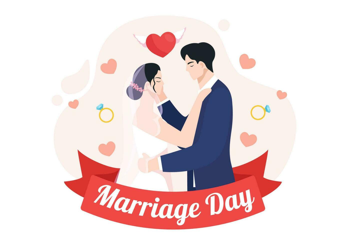 World Marriage Day Vector Illustration on February 12 with Ring of Love Symbol to Emphasize the Beauty and Loyalty of a Partner in Cartoon Background