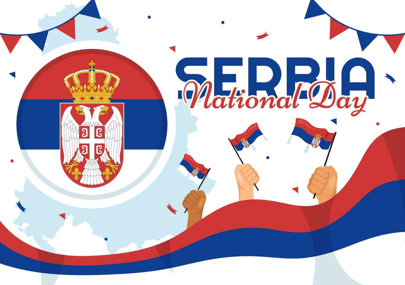Serbia National Day Vector Illustration on 15 February with Waving Flag in Independence Holiday Celebration Flat Cartoon Background Design
