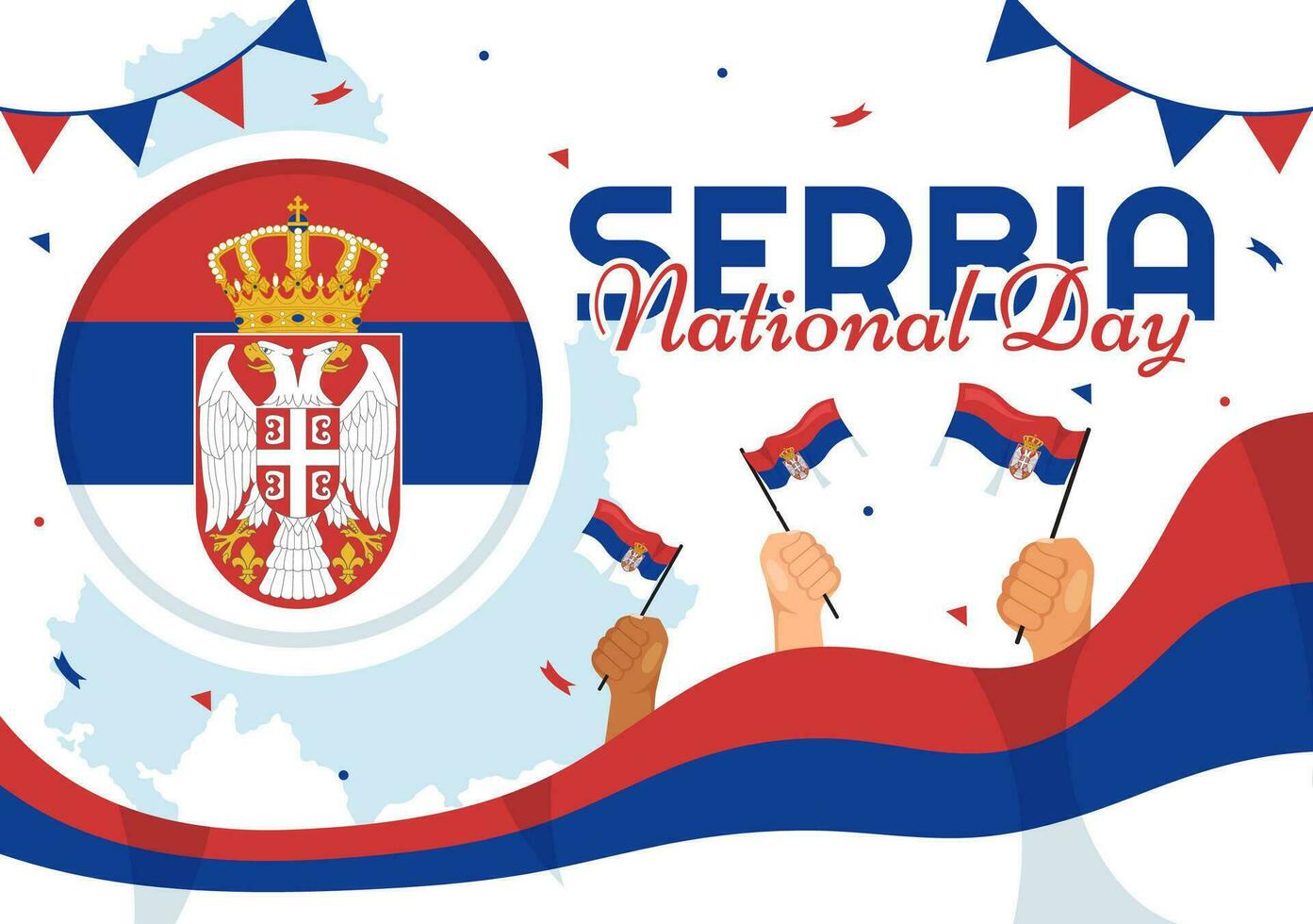 serbia nacional día vector ilustración en 15 febrero con ondulación bandera en independencia fiesta celebracion plano dibujos animados antecedentes diseño