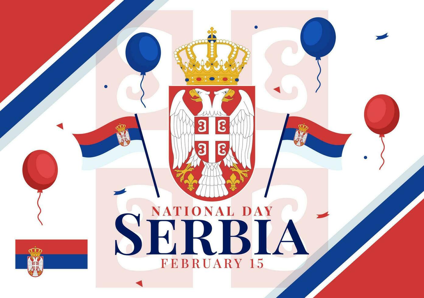 serbia nacional día vector ilustración en 15 febrero con ondulación bandera en independencia fiesta celebracion plano dibujos animados antecedentes diseño