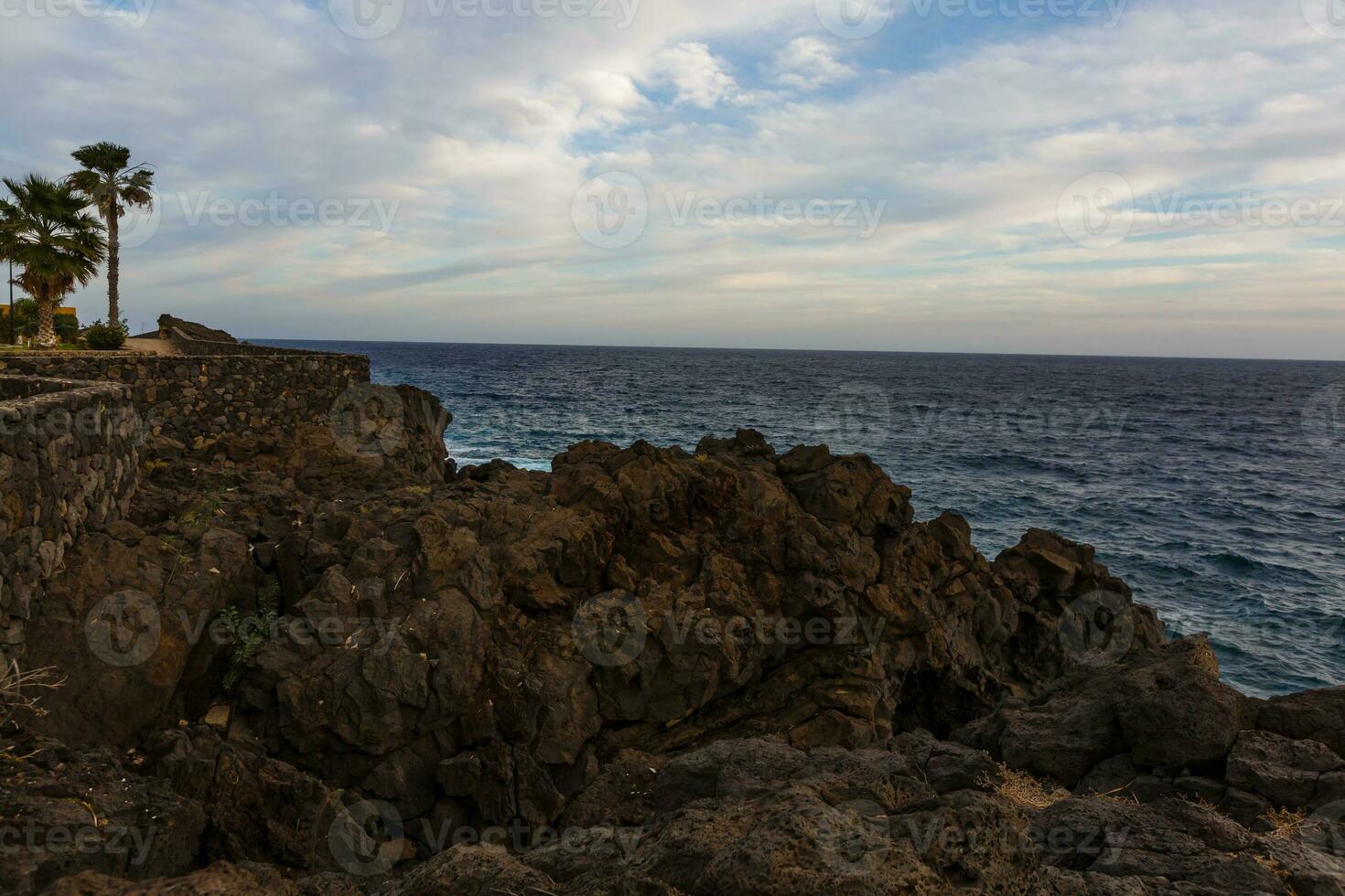 Beautiful sunset on Las Galletas cliffs, Tenerife photo