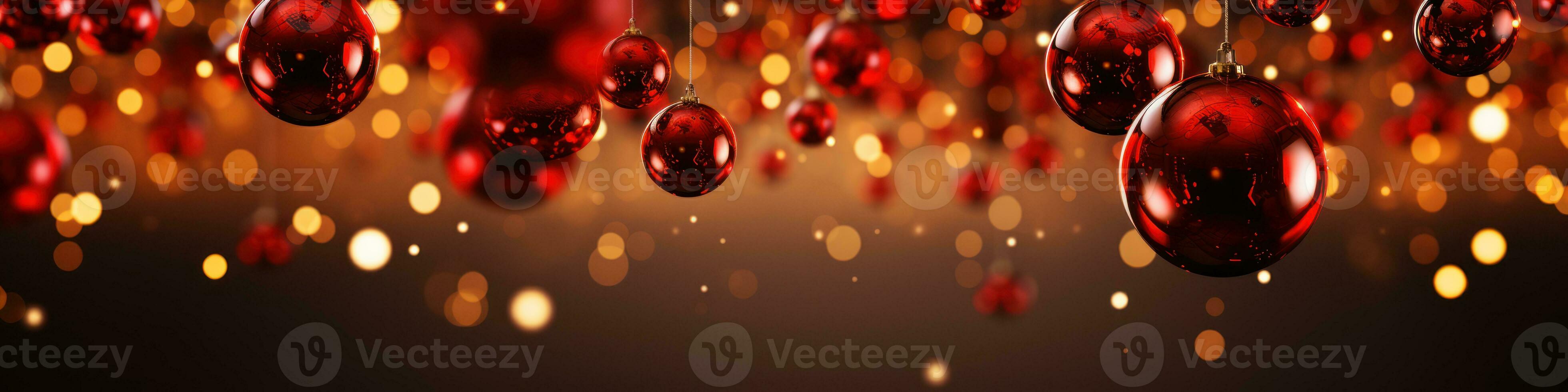 christmas baubles in the snow, holiday balls hanging, christmas background, ai generative photo