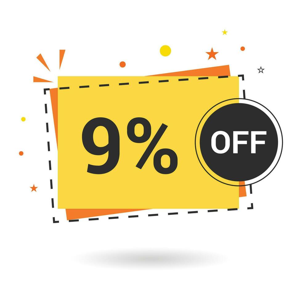 9 percent off. Vector design.