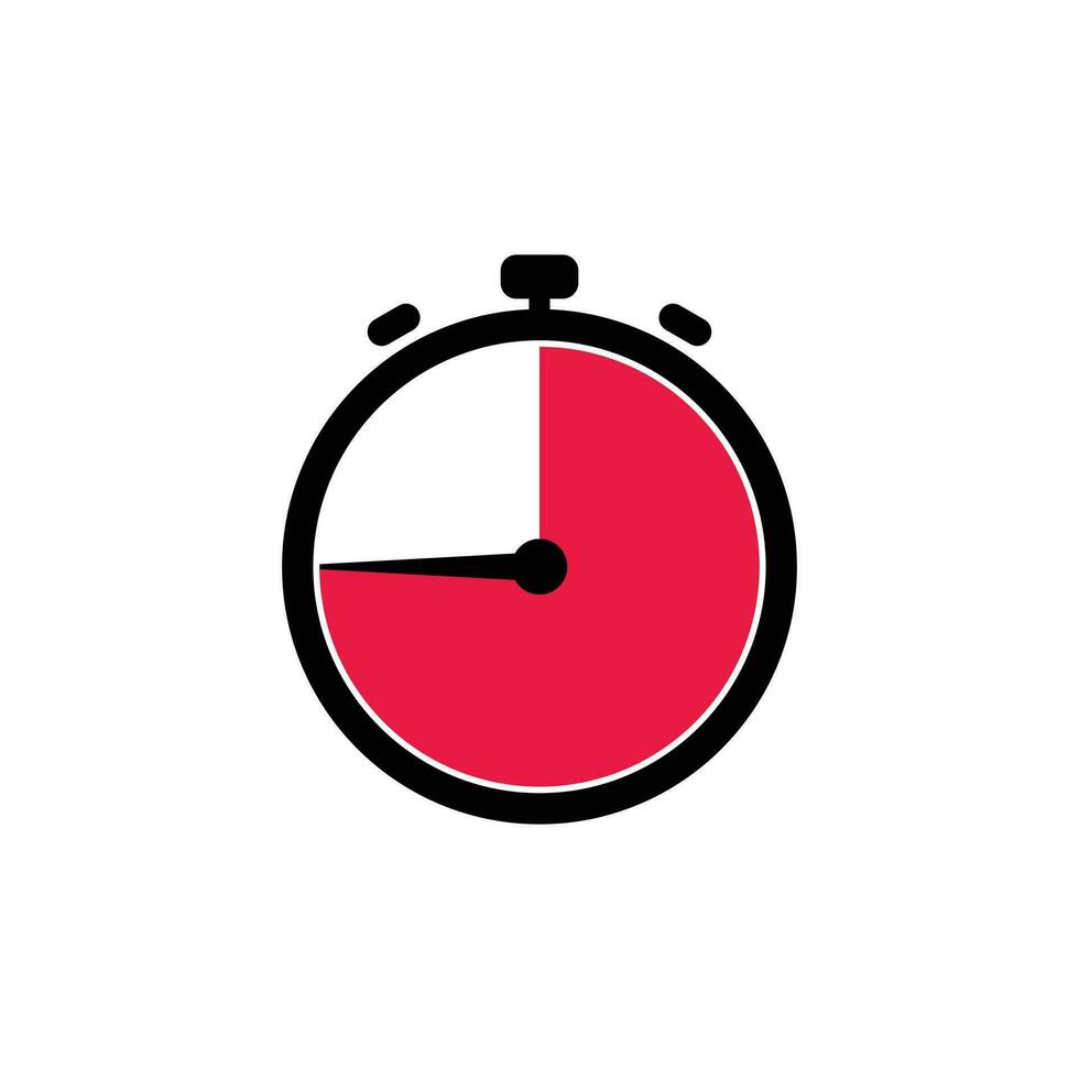 45 Minutes Analog Clock Icon white background. vector