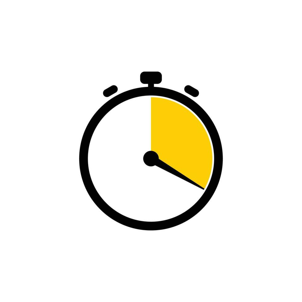 20 Minutes Analog Clock Icon white background. vector