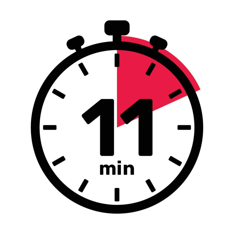 11 minutos término análogo reloj icono blanco antecedentes. vector