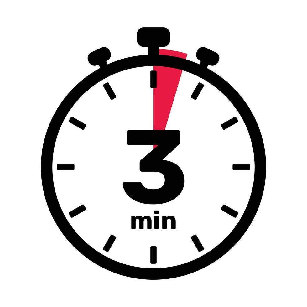 3 minutos término análogo reloj icono blanco antecedentes. vector