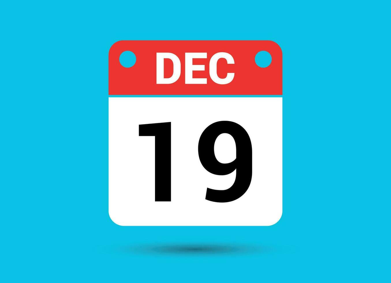 December 19 Calendar Date Flat Icon Day 19 Vector Illustration