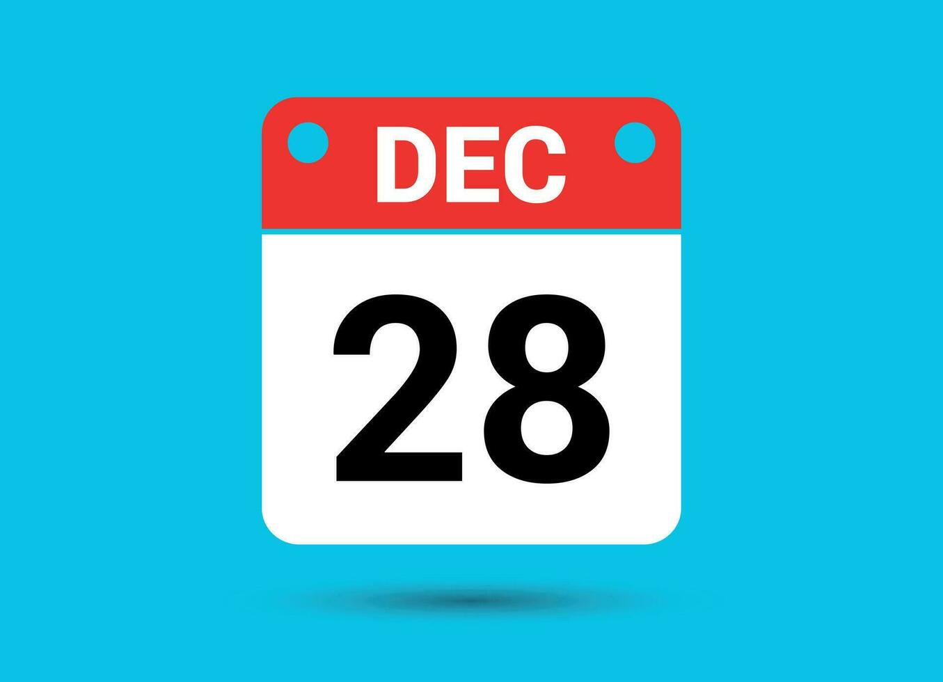 December 28 Calendar Date Flat Icon Day 28 Vector Illustration