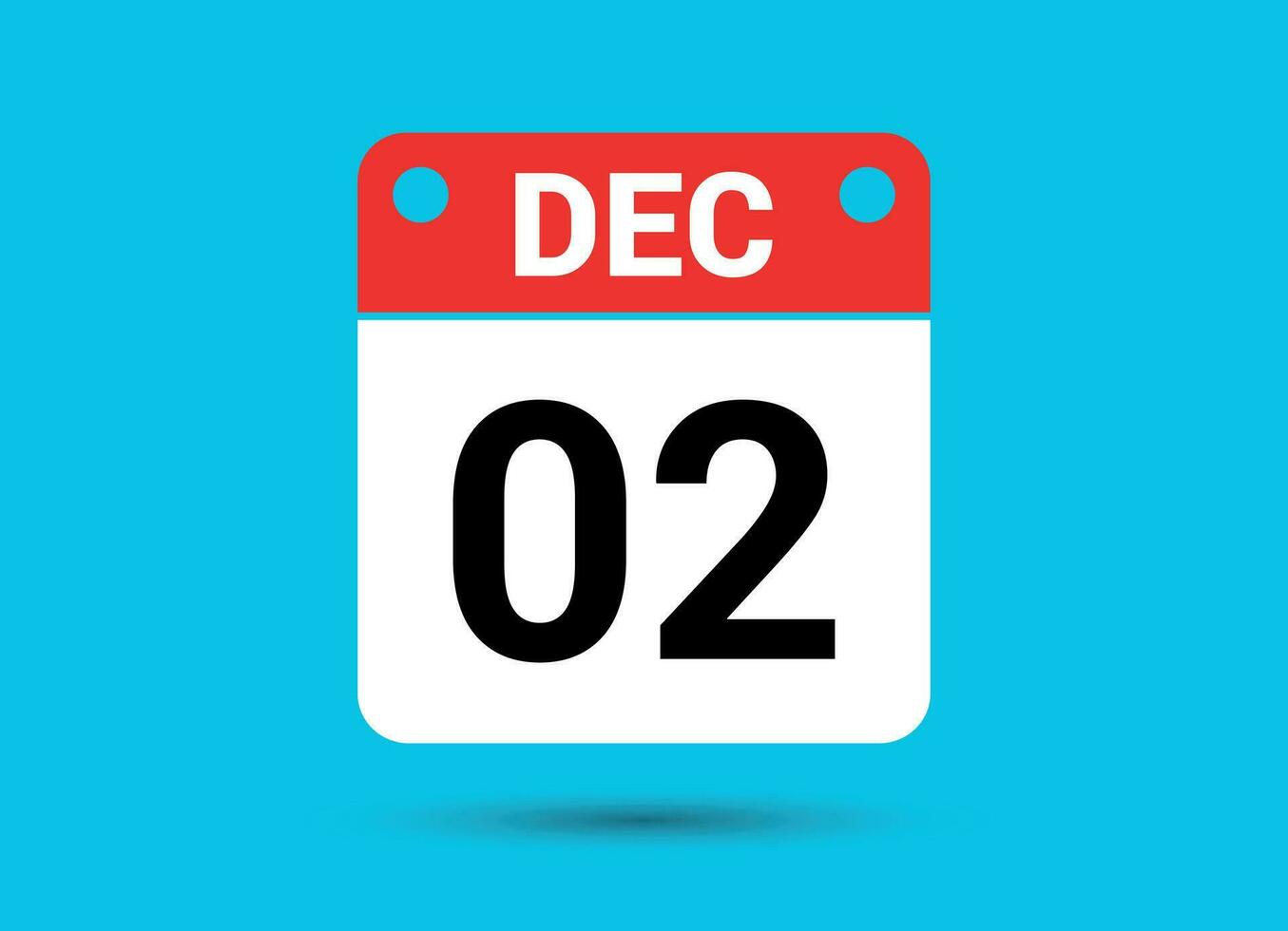 December 2 Calendar Date Flat Icon Day 2 Vector Illustration