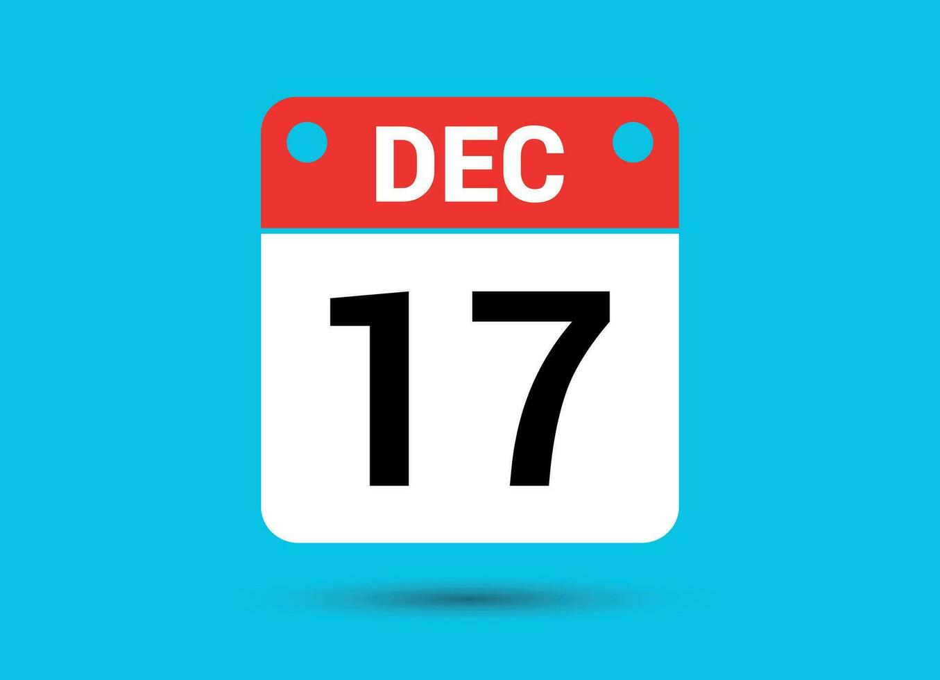 December 17 Calendar Date Flat Icon Day 17 Vector Illustration