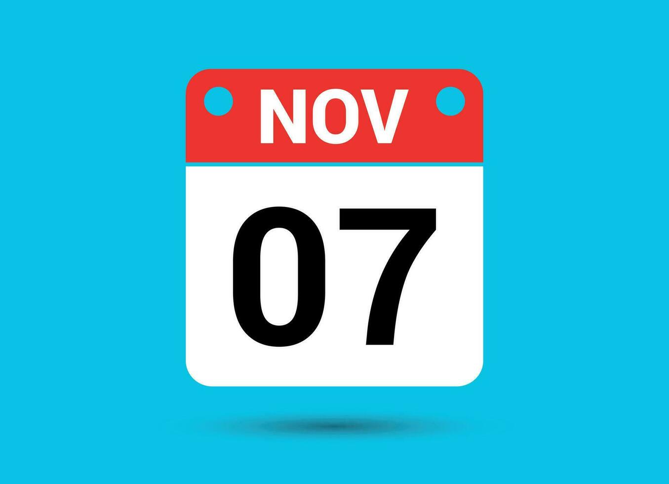 November 7 Calendar Date Flat Icon Day 7 Vector Illustration