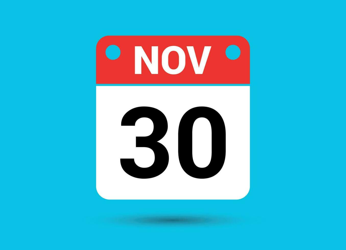 November 30 Calendar Date Flat Icon Day 30 Vector Illustration