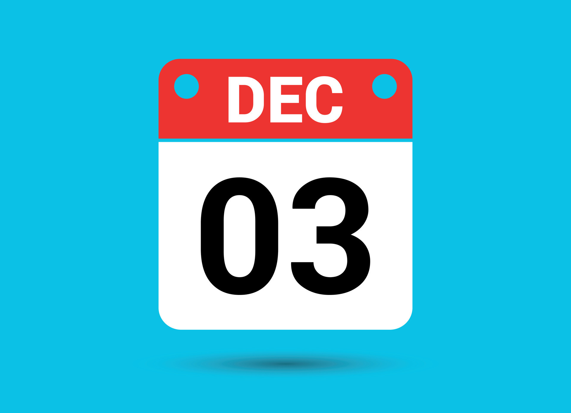 December 3 Calendar Date Flat Icon Day 3 Vector Illustration 34899996