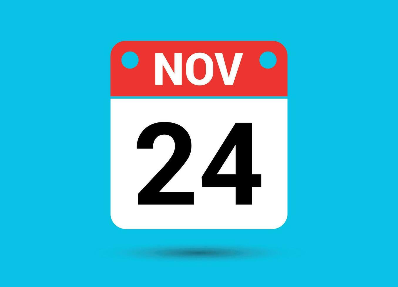 November 24 Calendar Date Flat Icon Day 24 Vector Illustration ...