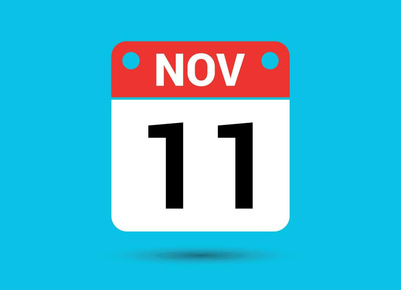 November 11 Calendar Date Flat Icon Day 11 Vector Illustration