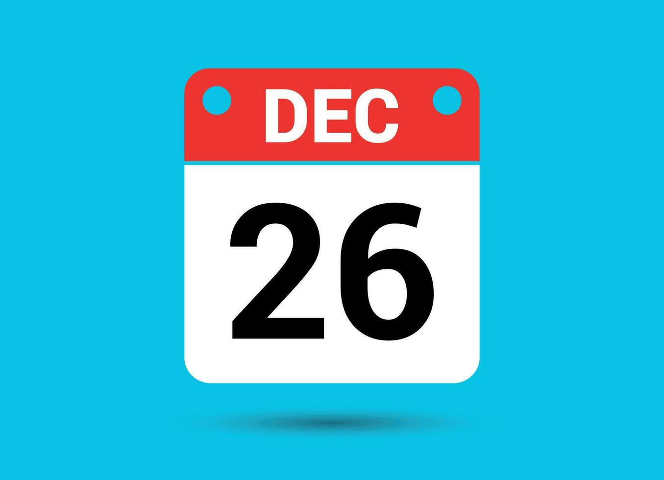 December 26 Calendar Date Flat Icon Day 26 Vector Illustration