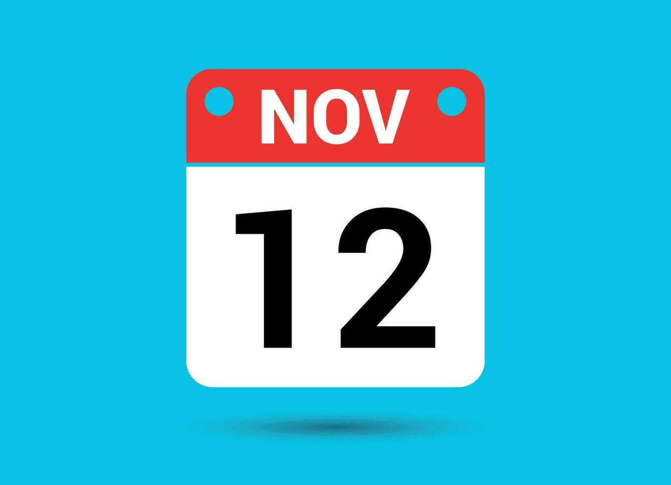 November 12 Calendar Date Flat Icon Day 12 Vector Illustration