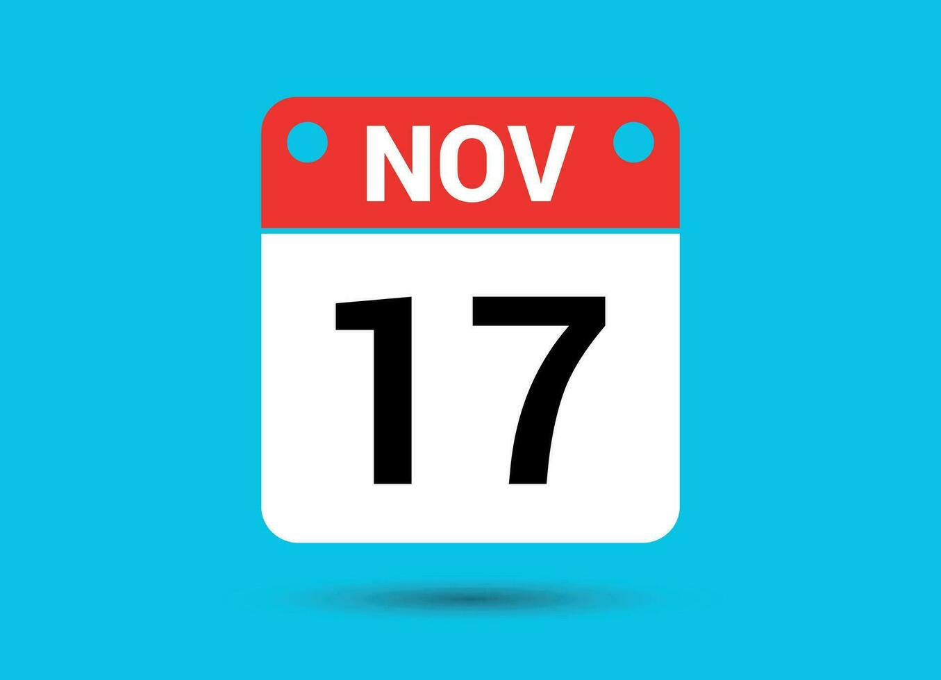 November 17 Calendar Date Flat Icon Day 17 Vector Illustration