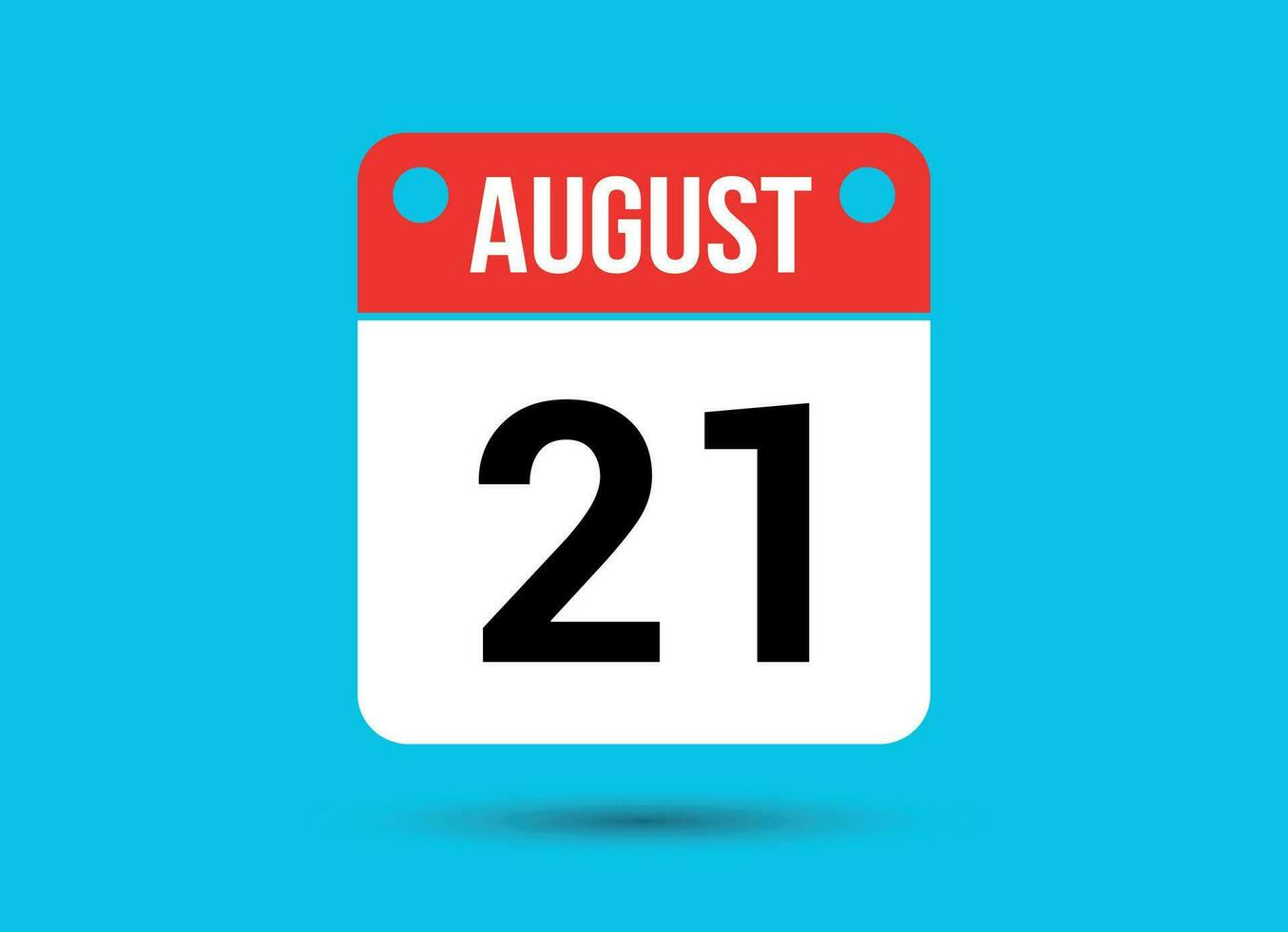 August 21 Calendar Date Flat Icon Day 21 Vector Illustration